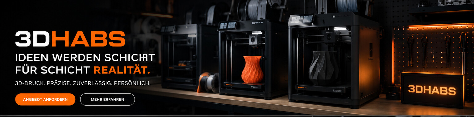 3D-Drucker mit orangefarbenen Akzenten